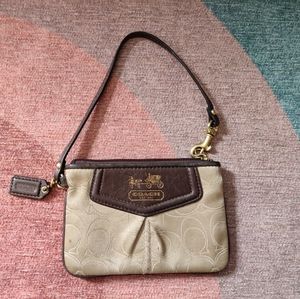 Coach Beige and Brown Wristlet